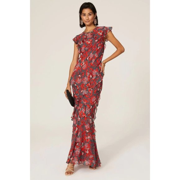 SALONI Dresses & Skirts - SALONI Silk Chiffon Tamara B Gown Dress Size 4